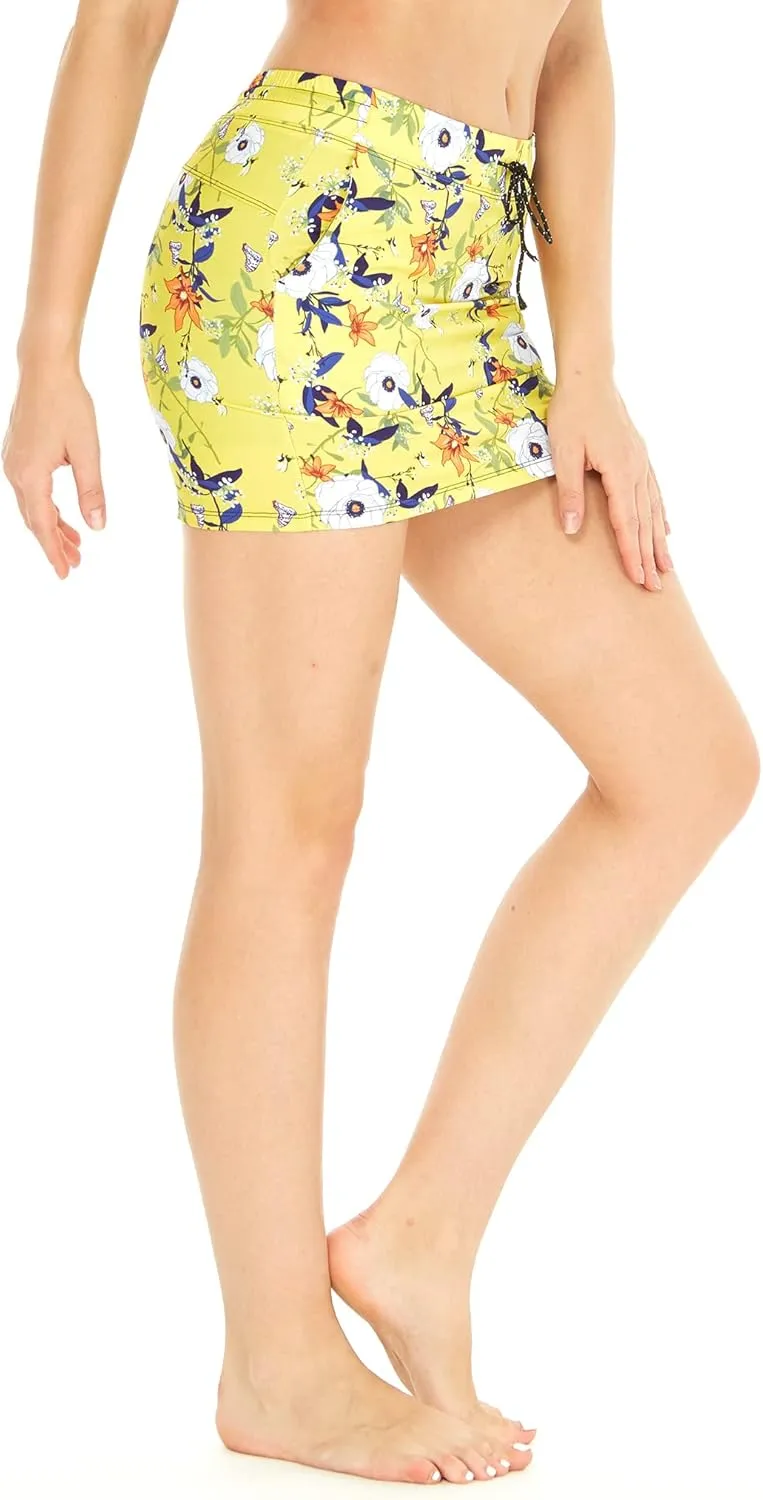 Women's Athletic Sportswear Skorts with Built-in Tights in Floral Patterns