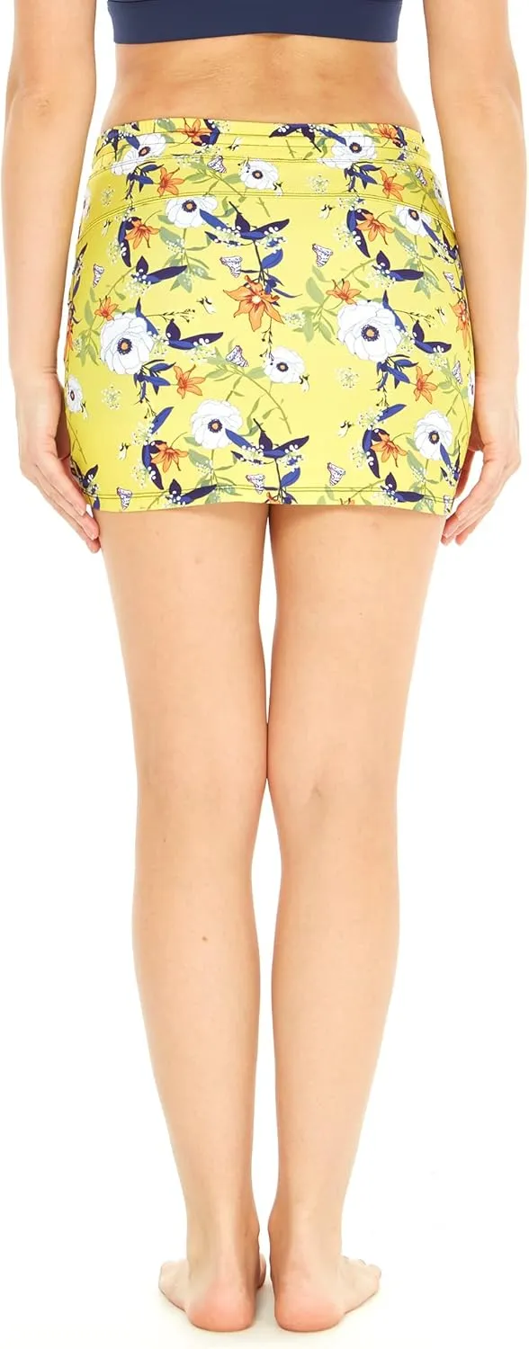 Women's Athletic Sportswear Skorts with Built-in Tights in Floral Patterns