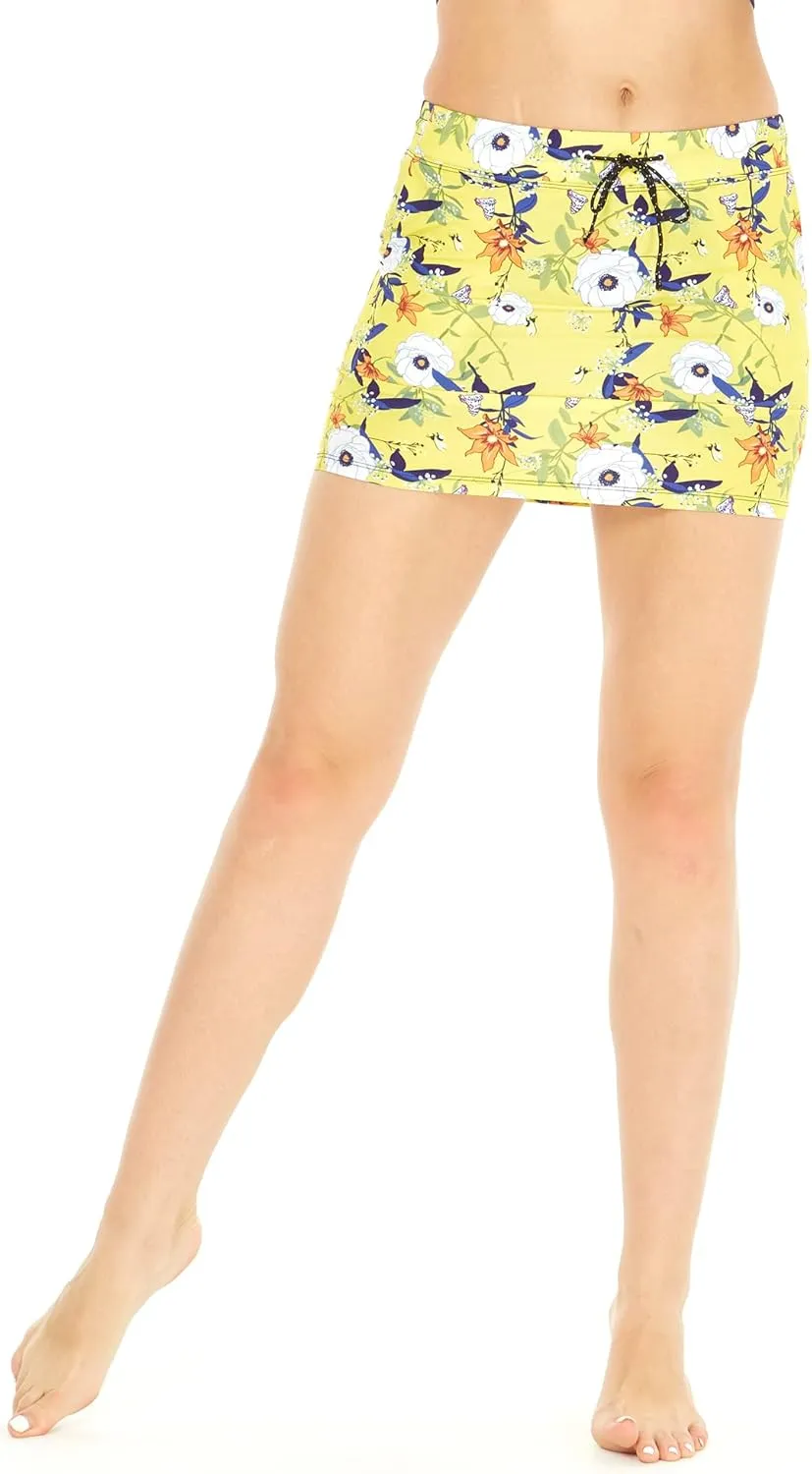 Women's Athletic Sportswear Skorts with Built-in Tights in Floral Patterns