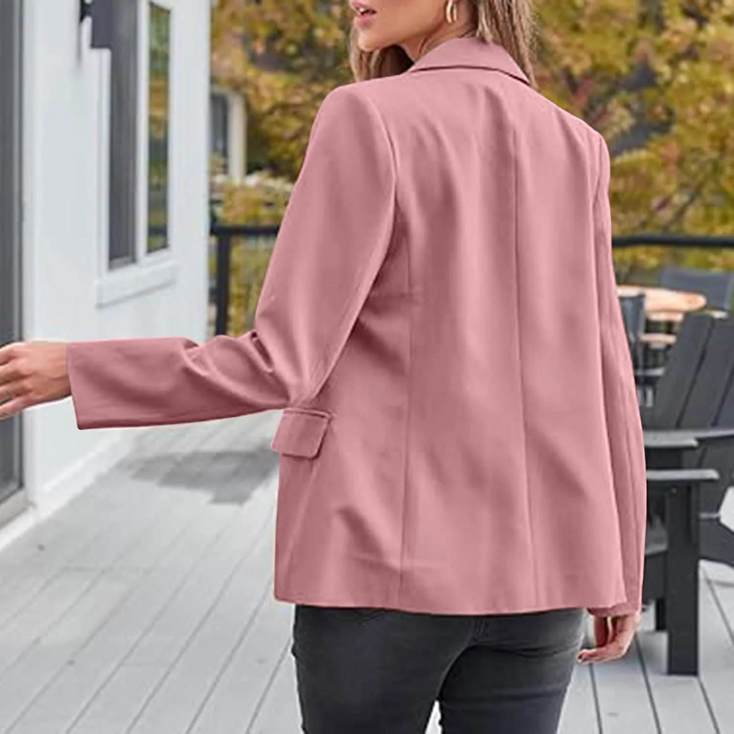 Womens Blazer Business Casual Button Long Sleeve Suit Jacket Summer Elegant Oversized Lightweight Blazers for Women
