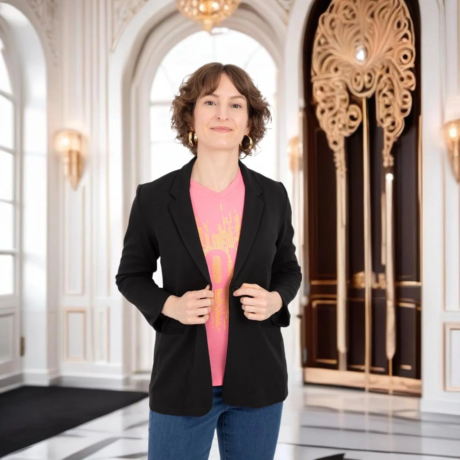Womens Blazer Jackets for Women with Rolled up Sleeves, Viscose from Bamboo