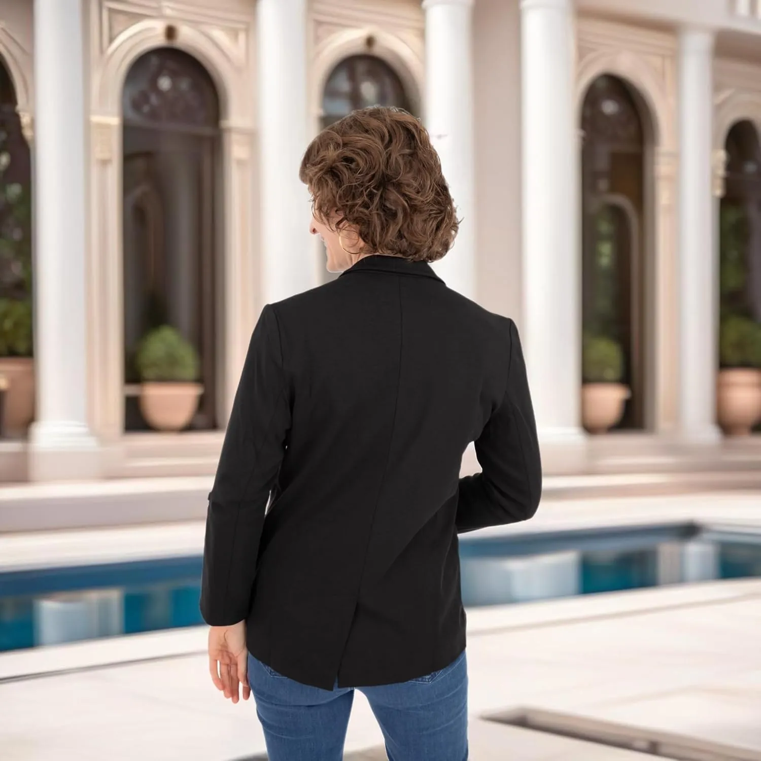 Womens Blazer Jackets for Women with Rolled up Sleeves, Viscose from Bamboo