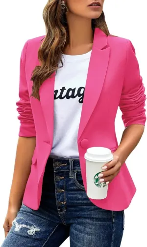 Womens Casual Blazers Long Sleeve Lapel Button Slim Work Office Blazer Jacket