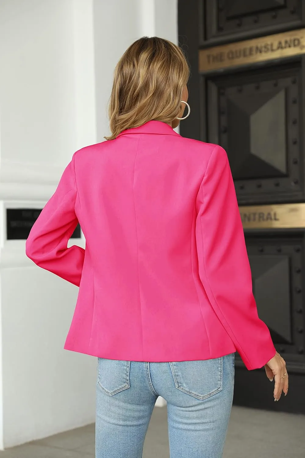 Womens Casual Blazers Long Sleeve Lapel Button Slim Work Office Blazer Jacket