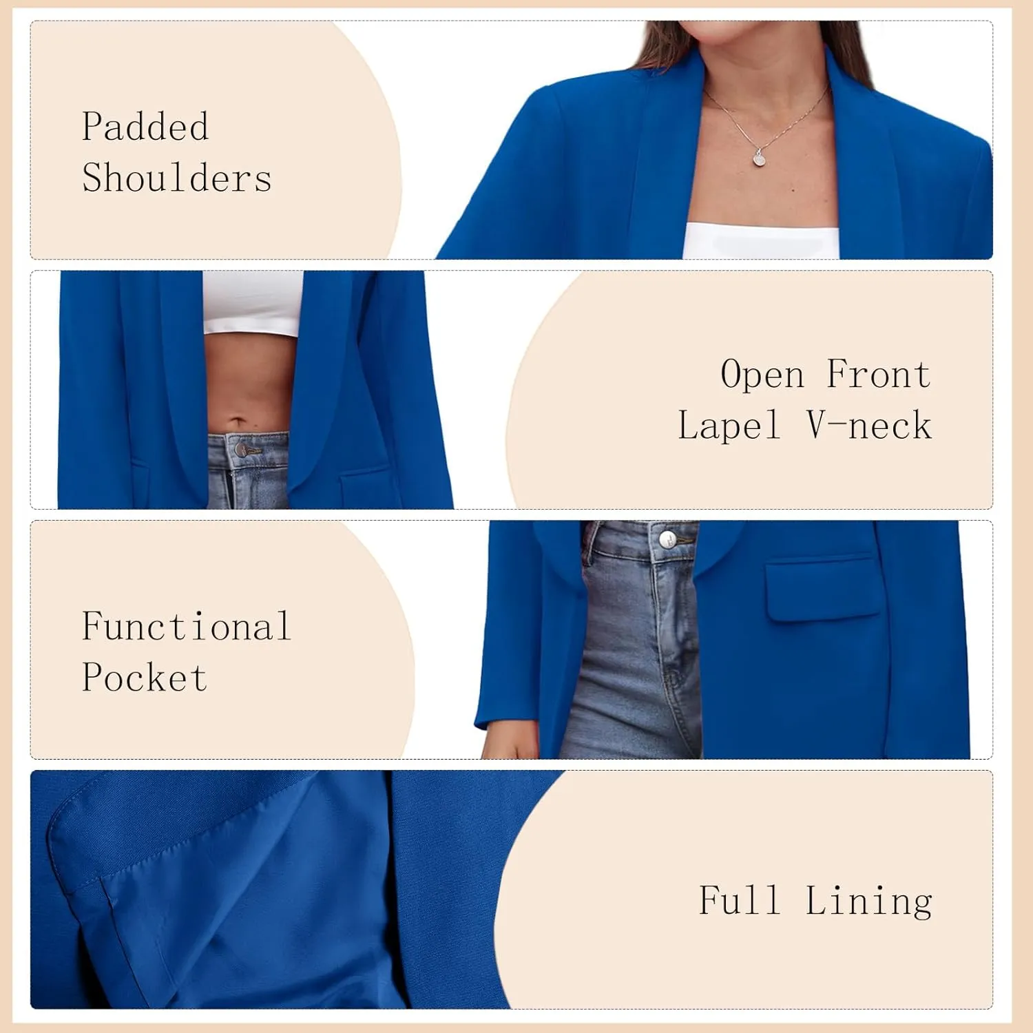 Womens Casual Blazers Open Front Long Sleeve Fashion Suit Jacket Work Office Suit 2025 Spring Fall Trendy