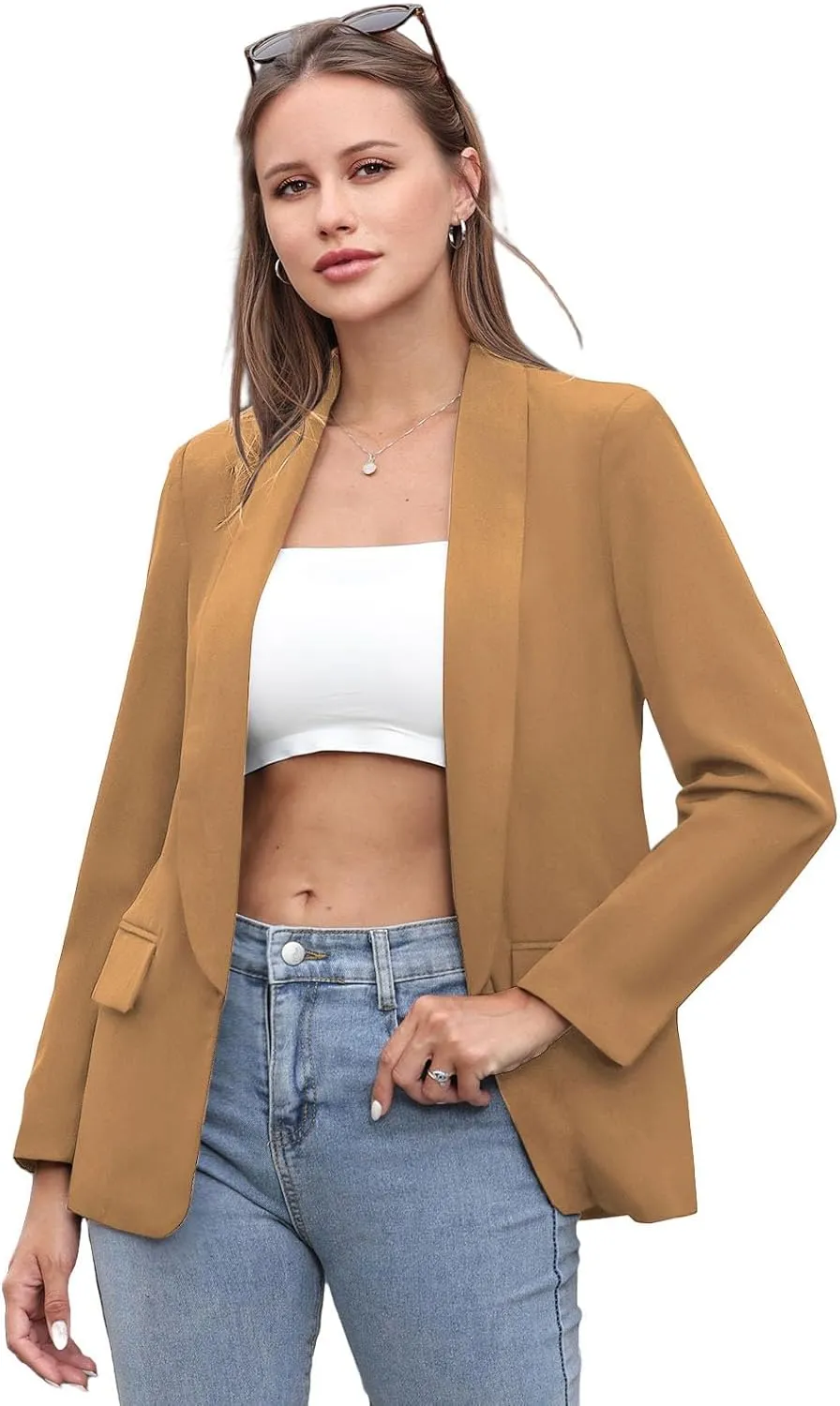 Womens Casual Blazers Open Front Long Sleeve Fashion Suit Jacket Work Office Suit 2025 Spring Fall Trendy