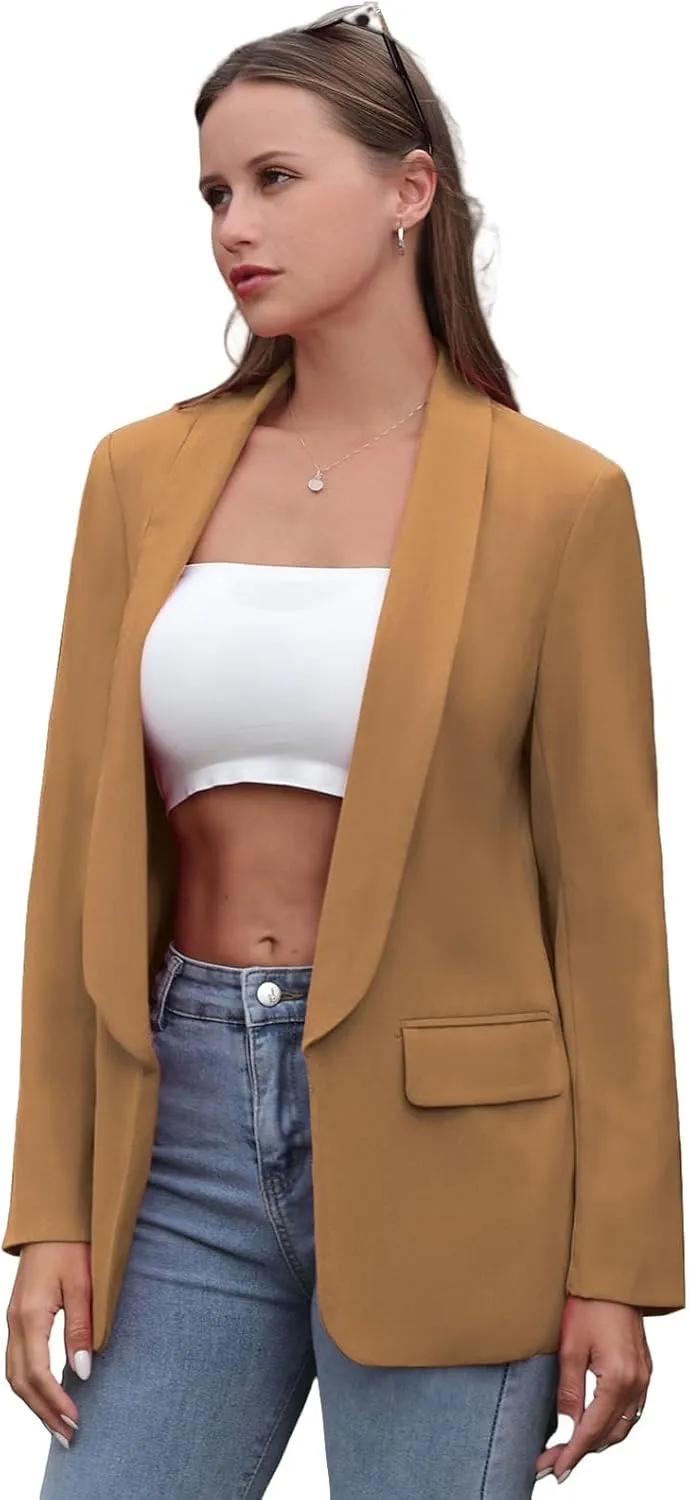 Womens Casual Blazers Open Front Long Sleeve Fashion Suit Jacket Work Office Suit 2025 Spring Fall Trendy