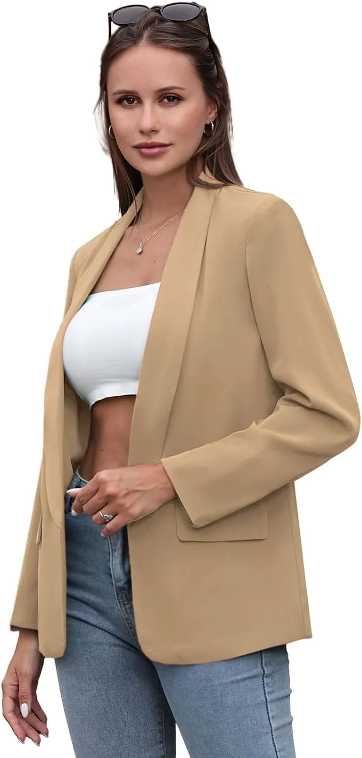 Womens Casual Blazers Open Front Long Sleeve Fashion Suit Jacket Work Office Suit 2025 Spring Fall Trendy