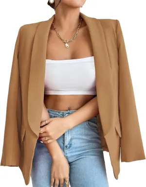 Womens Casual Blazers Open Front Long Sleeve Fashion Suit Jacket Work Office Suit 2025 Spring Fall Trendy