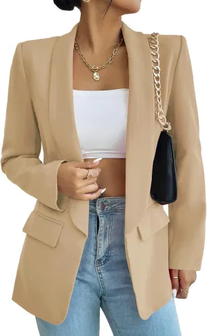 Womens Casual Blazers Open Front Long Sleeve Fashion Suit Jacket Work Office Suit 2025 Spring Fall Trendy