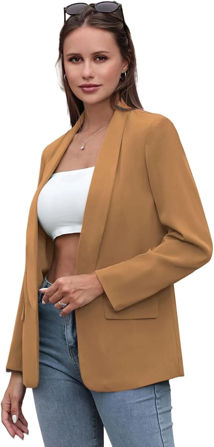 Womens Casual Blazers Open Front Long Sleeve Fashion Suit Jacket Work Office Suit 2025 Spring Fall Trendy