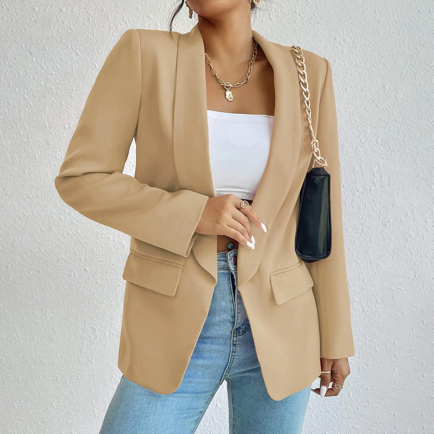 Womens Casual Blazers Open Front Long Sleeve Fashion Suit Jacket Work Office Suit 2025 Spring Fall Trendy