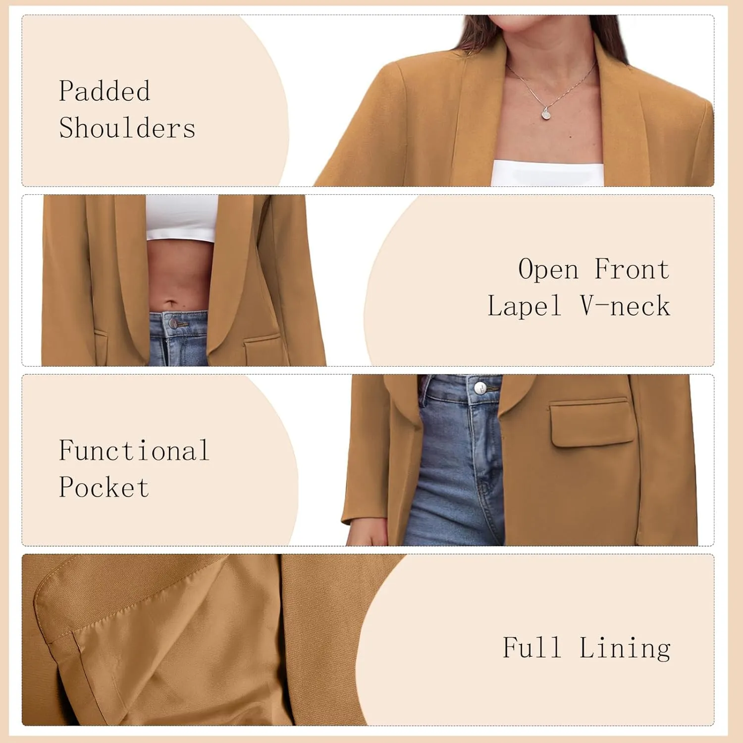 Womens Casual Blazers Open Front Long Sleeve Fashion Suit Jacket Work Office Suit 2025 Spring Fall Trendy