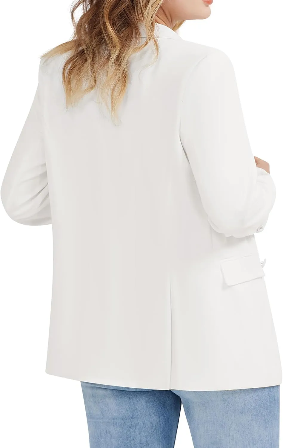 Women's Casual Long Sleeve Blazers Double Breasted Notch Lapel Suit Work Office Open Front Blazers Jacket