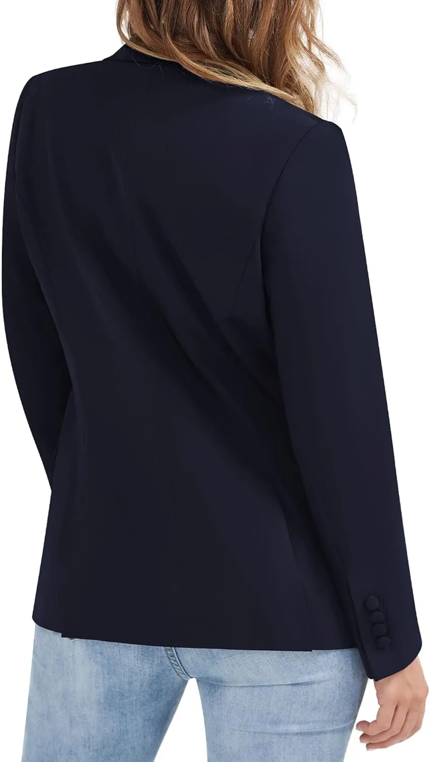 Women's Casual Long Sleeve Blazers Double Breasted Notch Lapel Suit Work Office Open Front Blazers Jacket