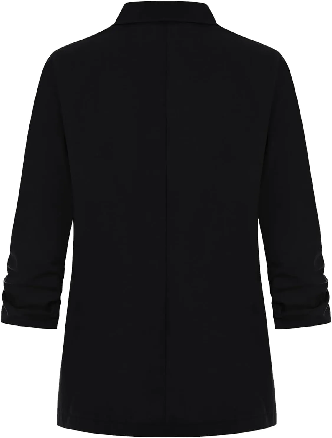 Womens Cotton Linen Blazer 3/4 Ruched Sleeve Lightweight Spring Summer Lapel Button Casual Blazers with Pockets
