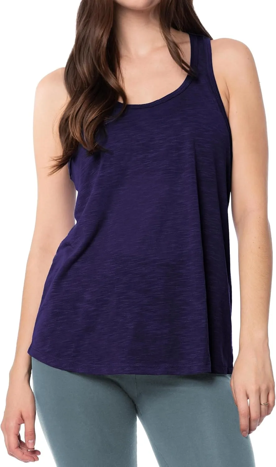 Women's Everyday Flowy Burnout Slub Racer Back Active Workout Tank Tops