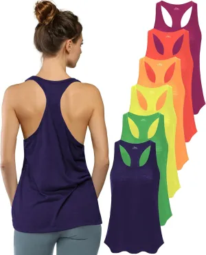 Women's Everyday Flowy Burnout Slub Racer Back Active Workout Tank Tops