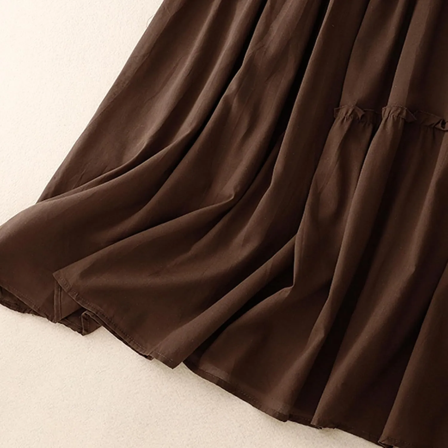 Womens Fairy Midi Skirts Summer New Double Layered Cotton Linen Skirts Elastic Waist Swing Pleated A-Line Skirts