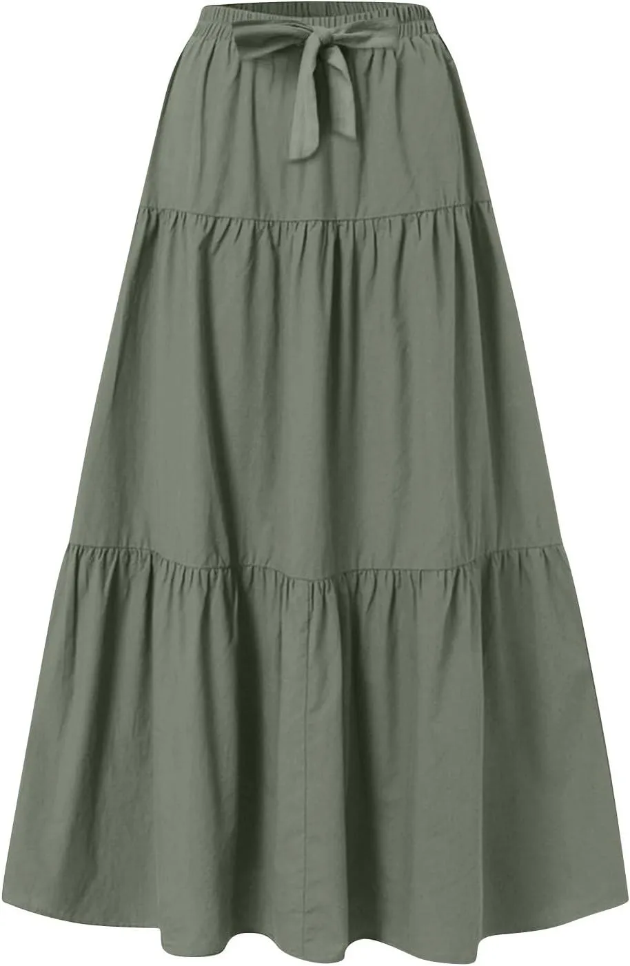 Women's Flowy Flared Ruffle Boho Long Skirt Casual a-line Bow tie Loose Trendy Summer Maxi Skirt for Women Vacation