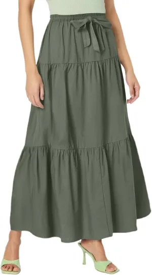 Women's Flowy Flared Ruffle Boho Long Skirt Casual a-line Bow tie Loose Trendy Summer Maxi Skirt for Women Vacation