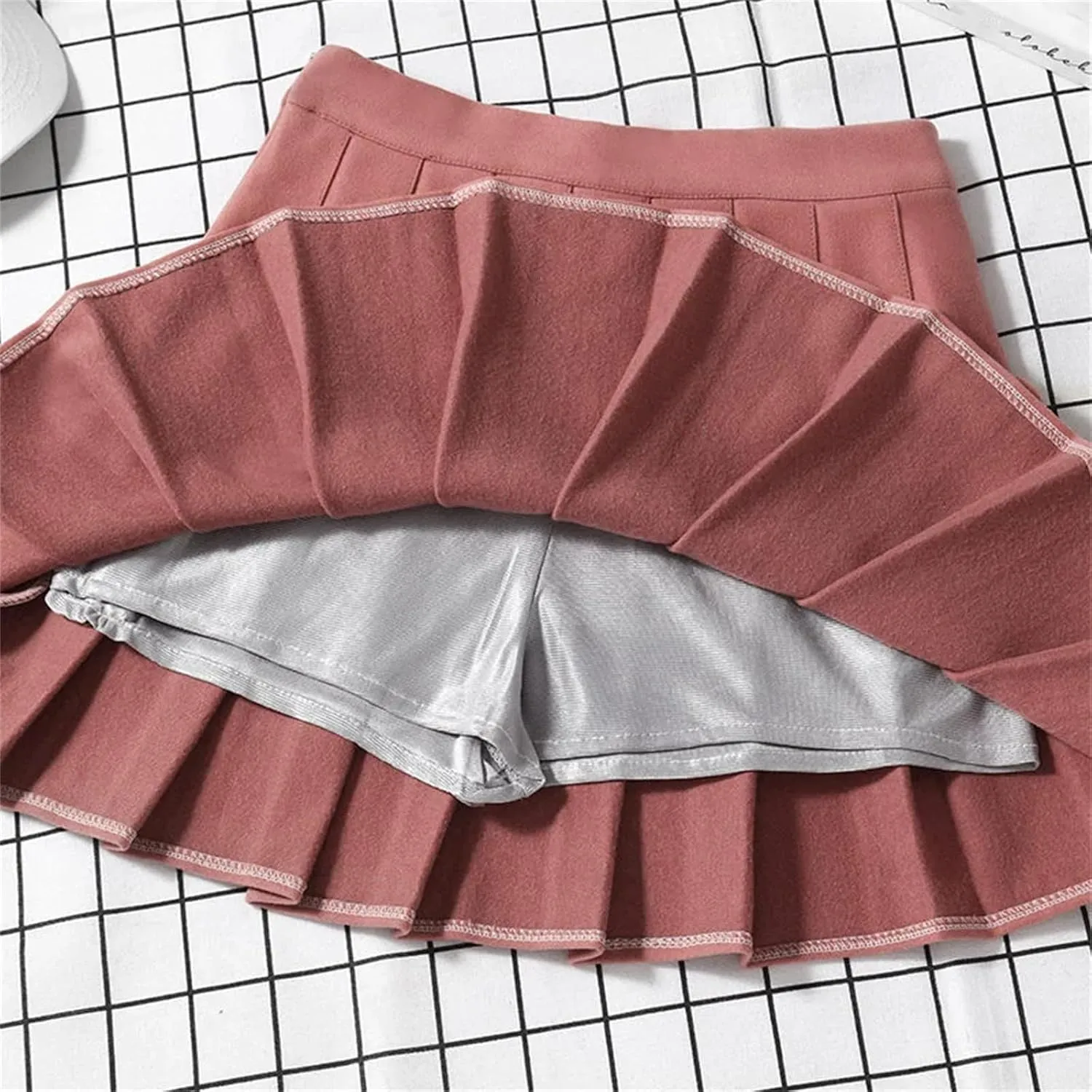 Women's High-Waisted Pleated Mini Skirt  A-Line Skort School Uniform Style Tennis Skirts