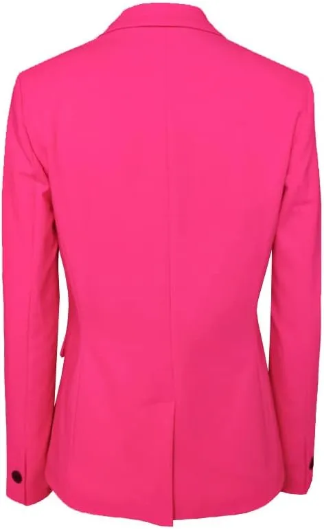 Womens Long Sleeve Blazers for Work Casual Notch Lapel One Button Hot Pink Blazer Women with Pocket