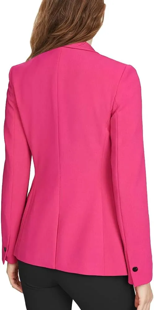 Womens Long Sleeve Blazers for Work Casual Notch Lapel One Button Hot Pink Blazer Women with Pocket