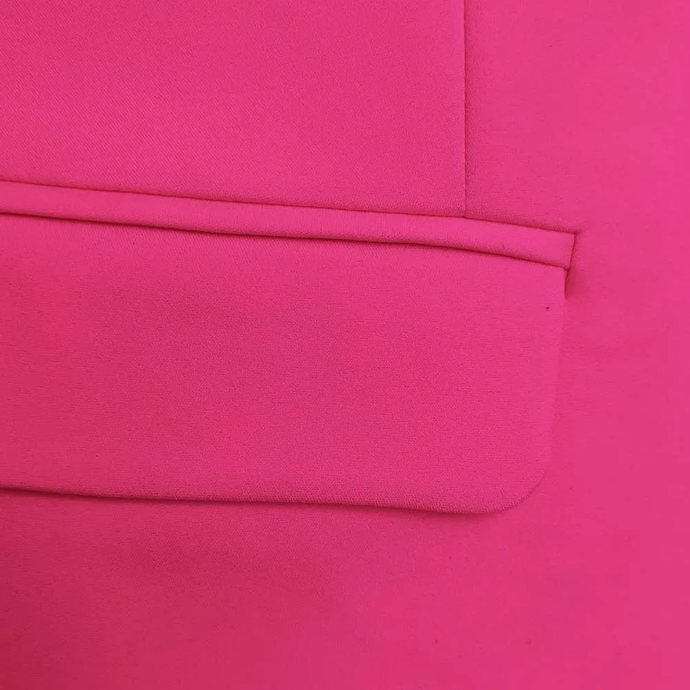 Womens Long Sleeve Blazers for Work Casual Notch Lapel One Button Hot Pink Blazer Women with Pocket