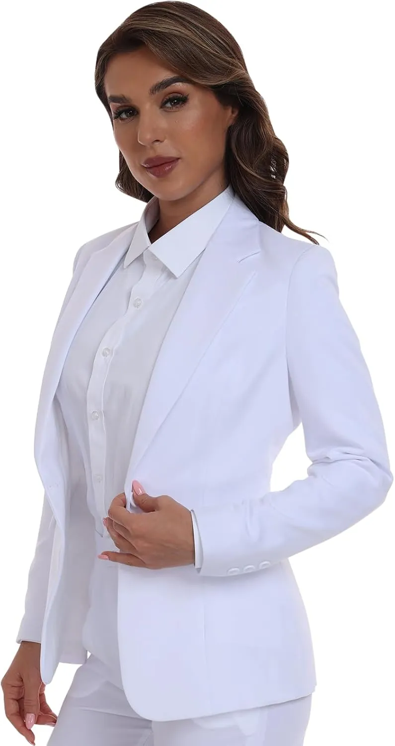 Women's Long Sleeve Blazers Open Front One Button Notch Lapel Business Office Jacket Coats Casual Outfits for Work