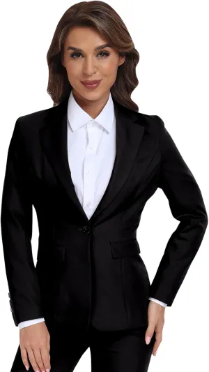 Women's Long Sleeve Blazers Open Front One Button Notch Lapel Business Office Jacket Coats Casual Outfits for Work