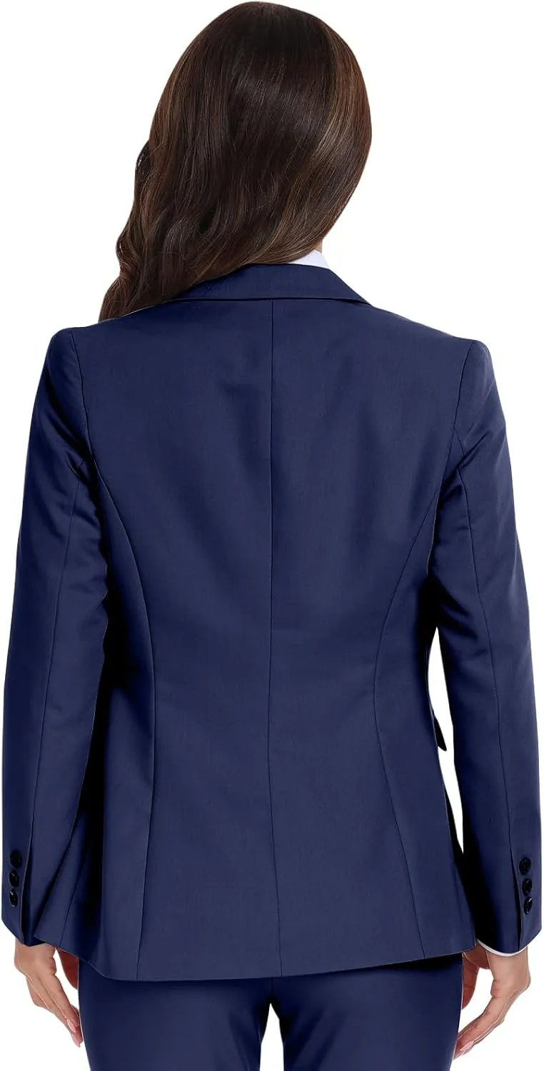 Women's Long Sleeve Blazers Open Front One Button Notch Lapel Business Office Jacket Coats Casual Outfits for Work