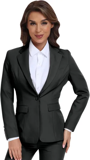 Women's Long Sleeve Blazers Open Front One Button Notch Lapel Business Office Jacket Coats Casual Outfits for Work
