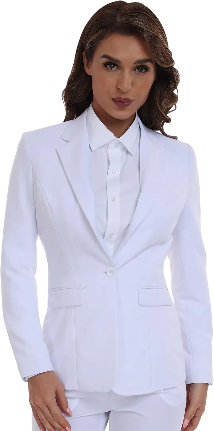 Women's Long Sleeve Blazers Open Front One Button Notch Lapel Business Office Jacket Coats Casual Outfits for Work