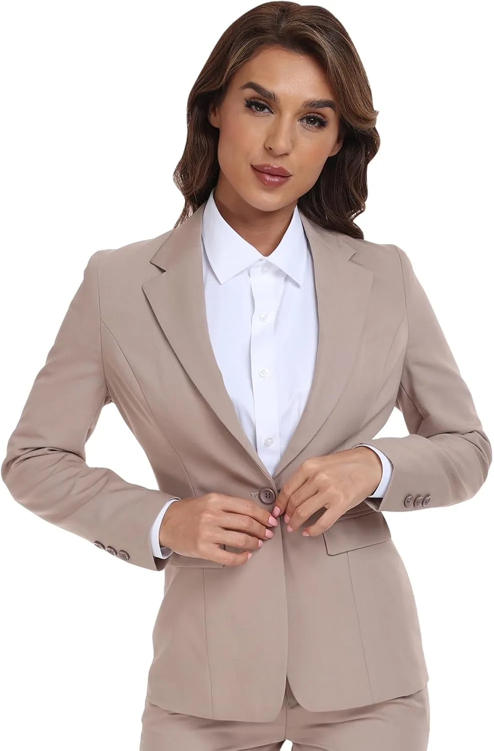 Women's Long Sleeve Blazers Open Front One Button Notch Lapel Business Office Jacket Coats Casual Outfits for Work