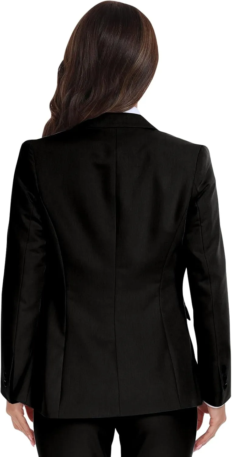 Women's Long Sleeve Blazers Open Front One Button Notch Lapel Business Office Jacket Coats Casual Outfits for Work