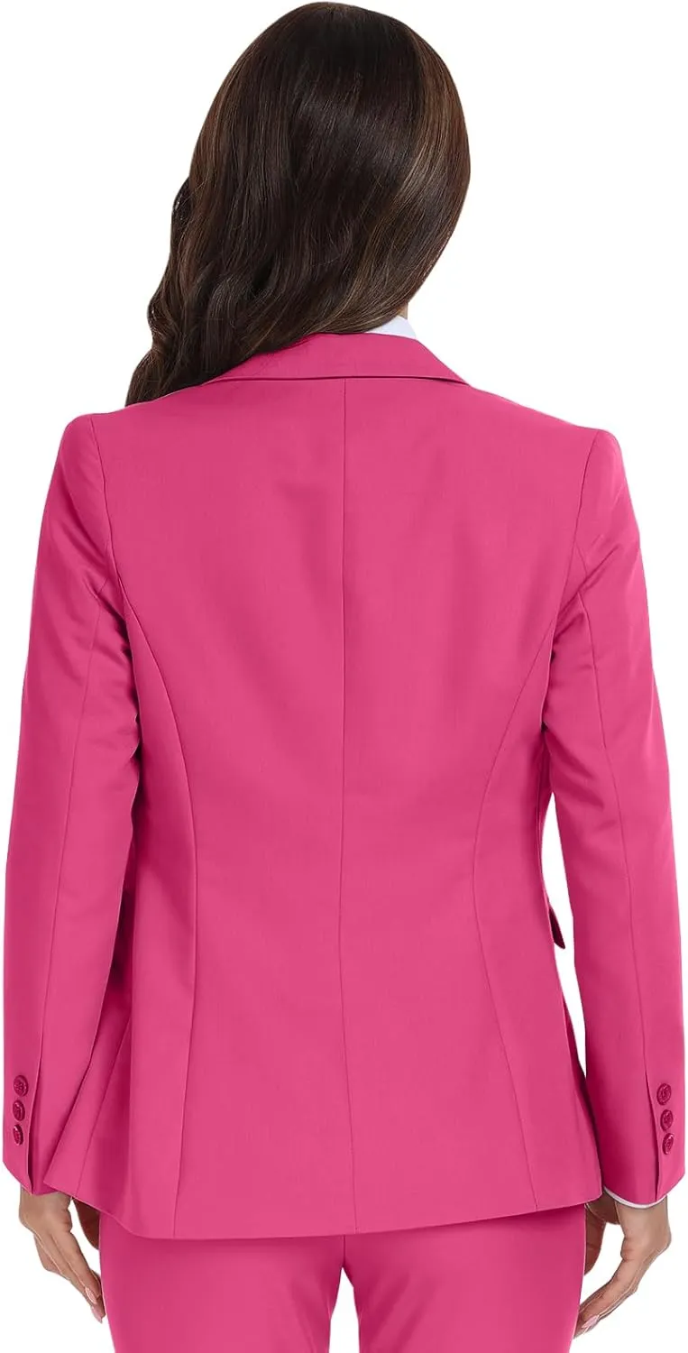 Women's Long Sleeve Blazers Open Front One Button Notch Lapel Business Office Jacket Coats Casual Outfits for Work