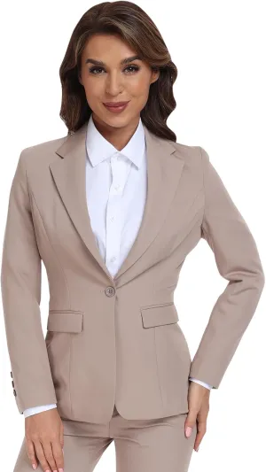 Women's Long Sleeve Blazers Open Front One Button Notch Lapel Business Office Jacket Coats Casual Outfits for Work