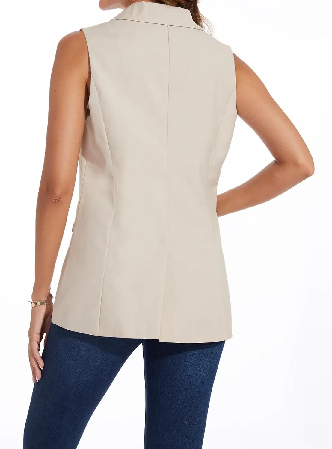Women's Long Sleeveless Blazer Vests Casual Lapel Office Cardigans Vest Open Front Jacket Blazers