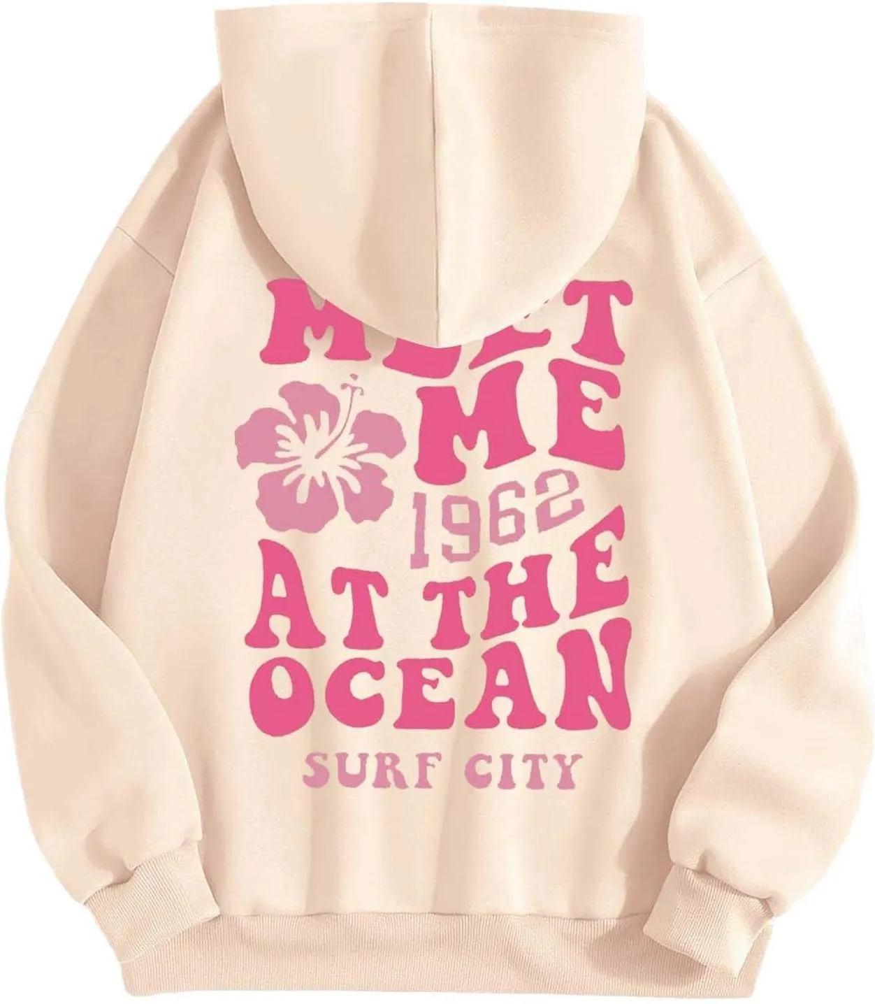 Womens Oversized Hoodies Cute Letter Print Sweatshirt Casual Preppy Floral Graphic Hoodie Winter Pullover Teen Girls
