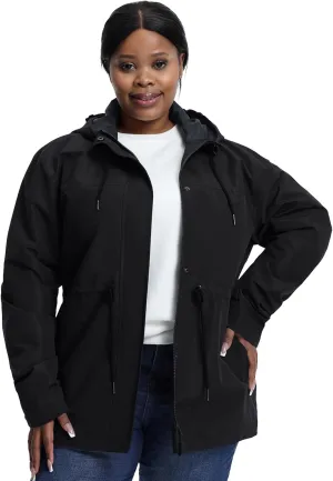 Women's Plus Size Lightweight Windproof Jacket, Water-Resistant Windbreaker Jacket with Hood for Traveling, Hiking, Daily