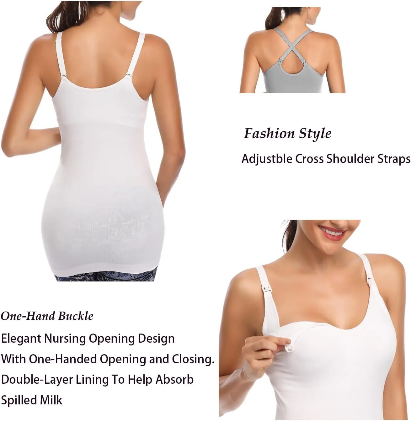 Womens Seamless Nursing Tank Tops for Women Breastfeeding Maternity Cami Bra