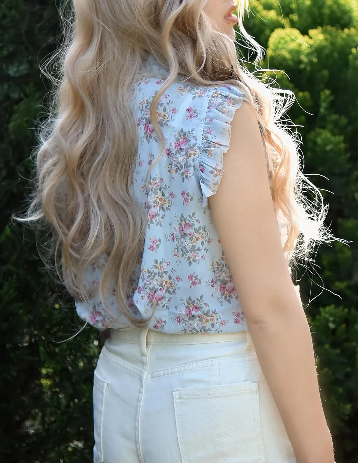 Womens Sleeveless Chiffon Blouses Summer Mock Neck Peasant Tops for Women Dressy