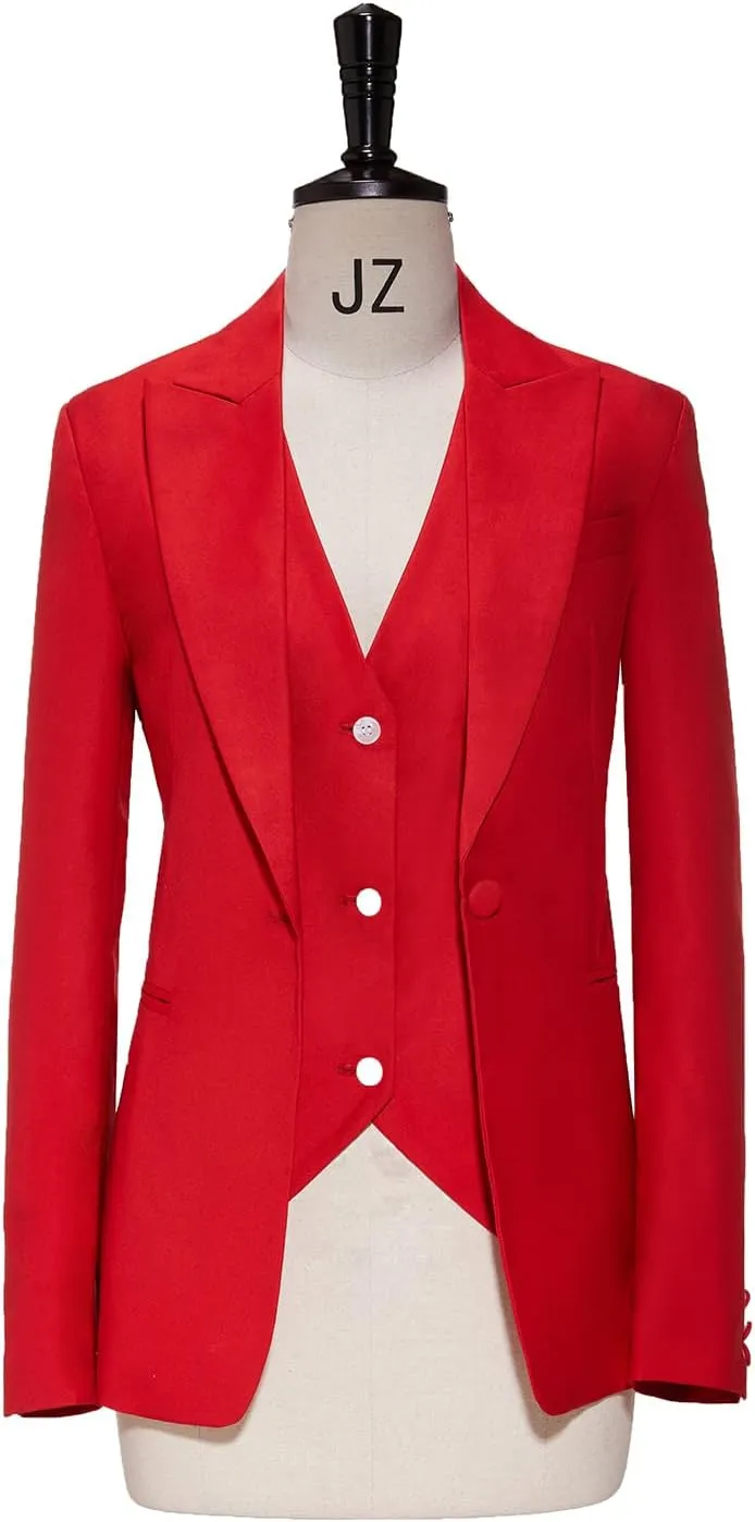 Women's Suits Formal Slim Fit 3 Piece Long Sleeved Elegant Blazer Notched Lapel Jacket for Work Set