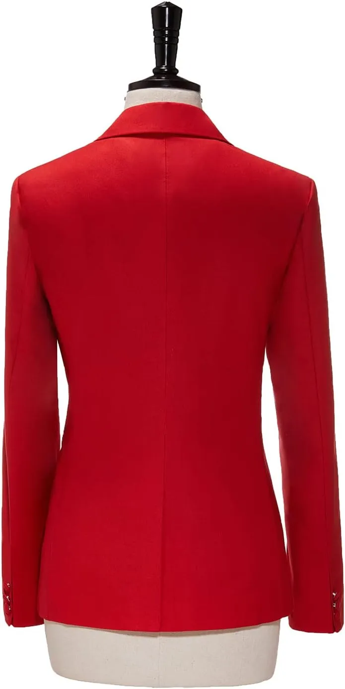 Women's Suits Formal Slim Fit 3 Piece Long Sleeved Elegant Blazer Notched Lapel Jacket for Work Set