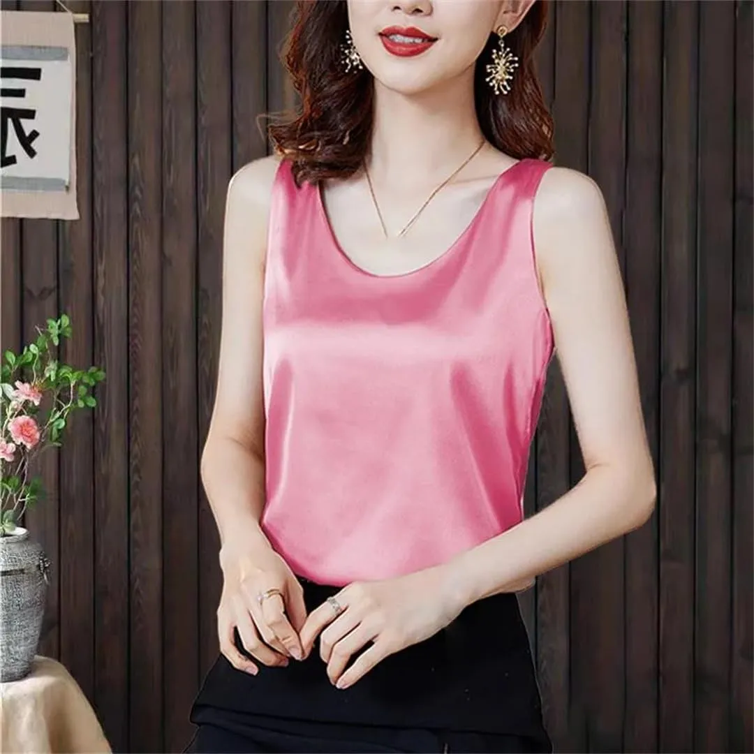 Women's Summer Small Suit Vest Camisole High Street O Neck Women's Street Vest Tops T-Shirt