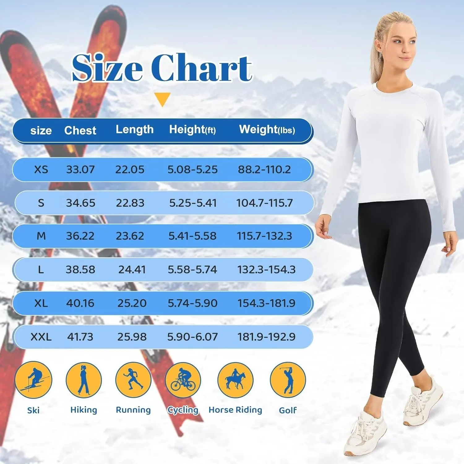 Womens Thermal Shirts Fleece Lined Winter Base Layer Top UPF 50  Long Sleeve Compression Shirts,Moisture Wicking