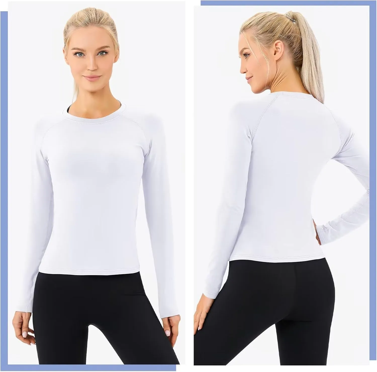 Womens Thermal Shirts Fleece Lined Winter Base Layer Top UPF 50  Long Sleeve Compression Shirts,Moisture Wicking
