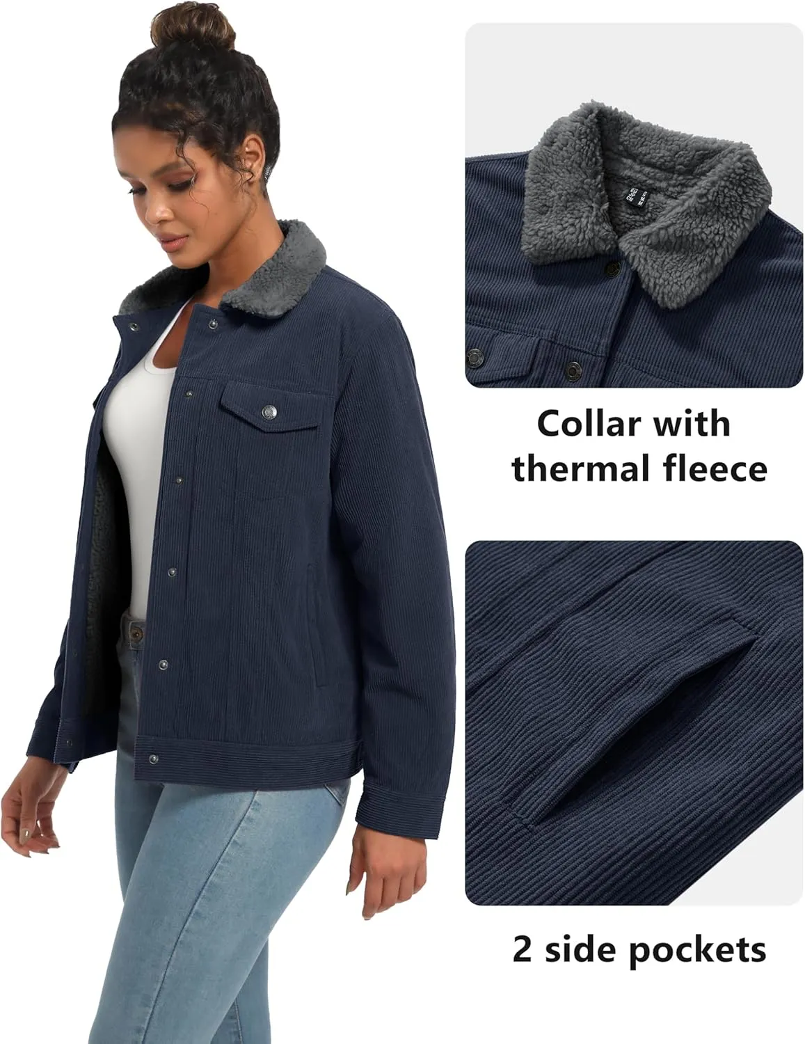 YUCOLEN Corduroy Sherpa Jacket Women - Trendy Western Fleece Lined Coats Winter Warm Button Down Casual Cute Shackets 2025