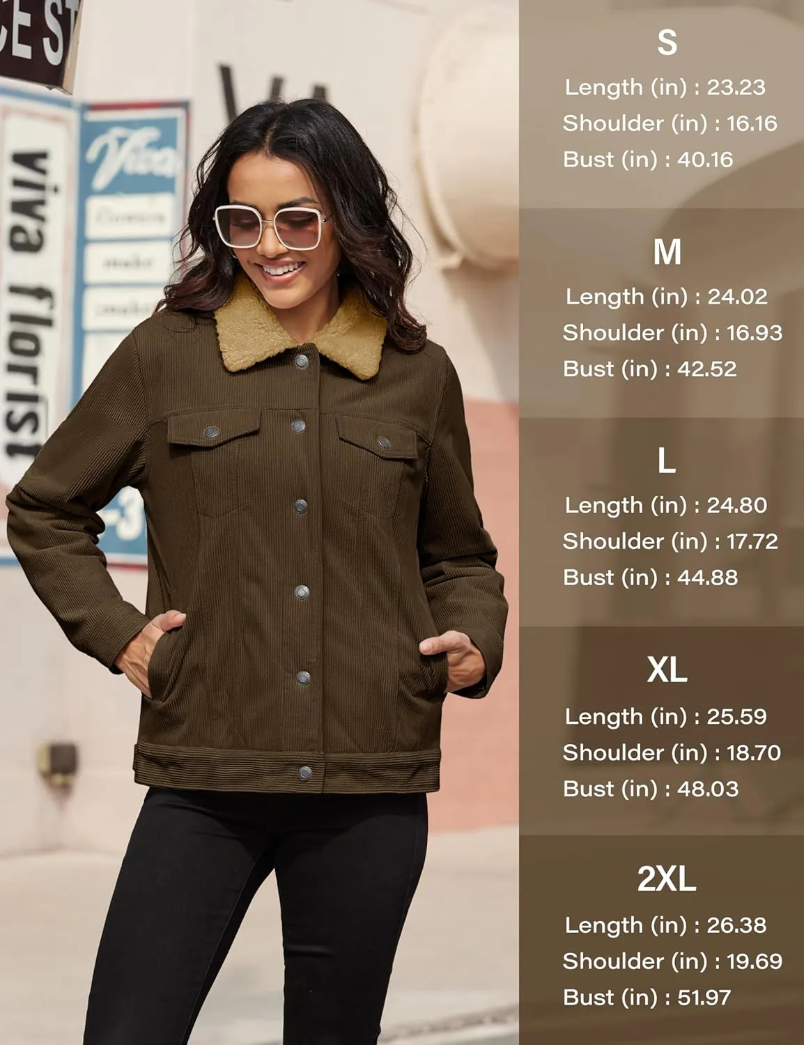 YUCOLEN Corduroy Sherpa Jacket Women - Trendy Western Fleece Lined Coats Winter Warm Button Down Casual Cute Shackets 2025